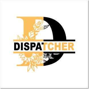 Floral Dispatcher Split color Thin Gold Line Posters and Art
